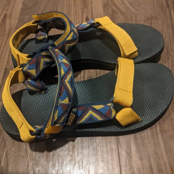 Teva - Universal Sandals Strappy 1003987 | Size 7 | Chestnut Multi Yellow & Blue - Picture 11 of 12
